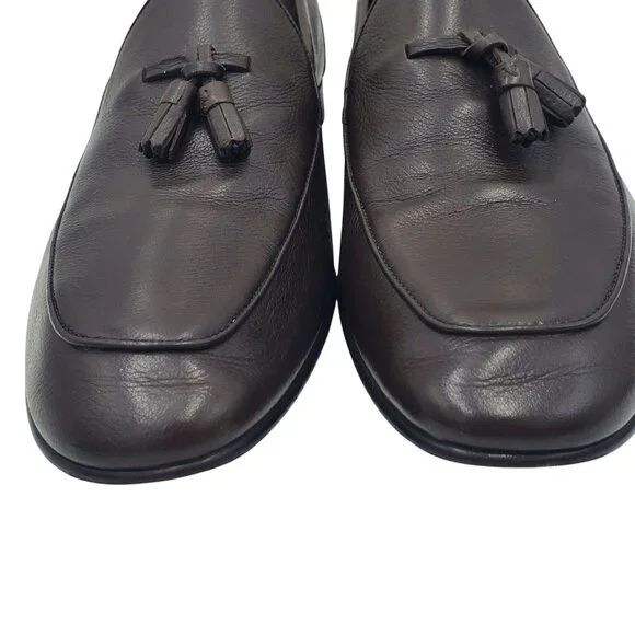Italy Ermenegildo Zegna Men's Size 13US/12EU Brown leather tasseled loafer shoes
